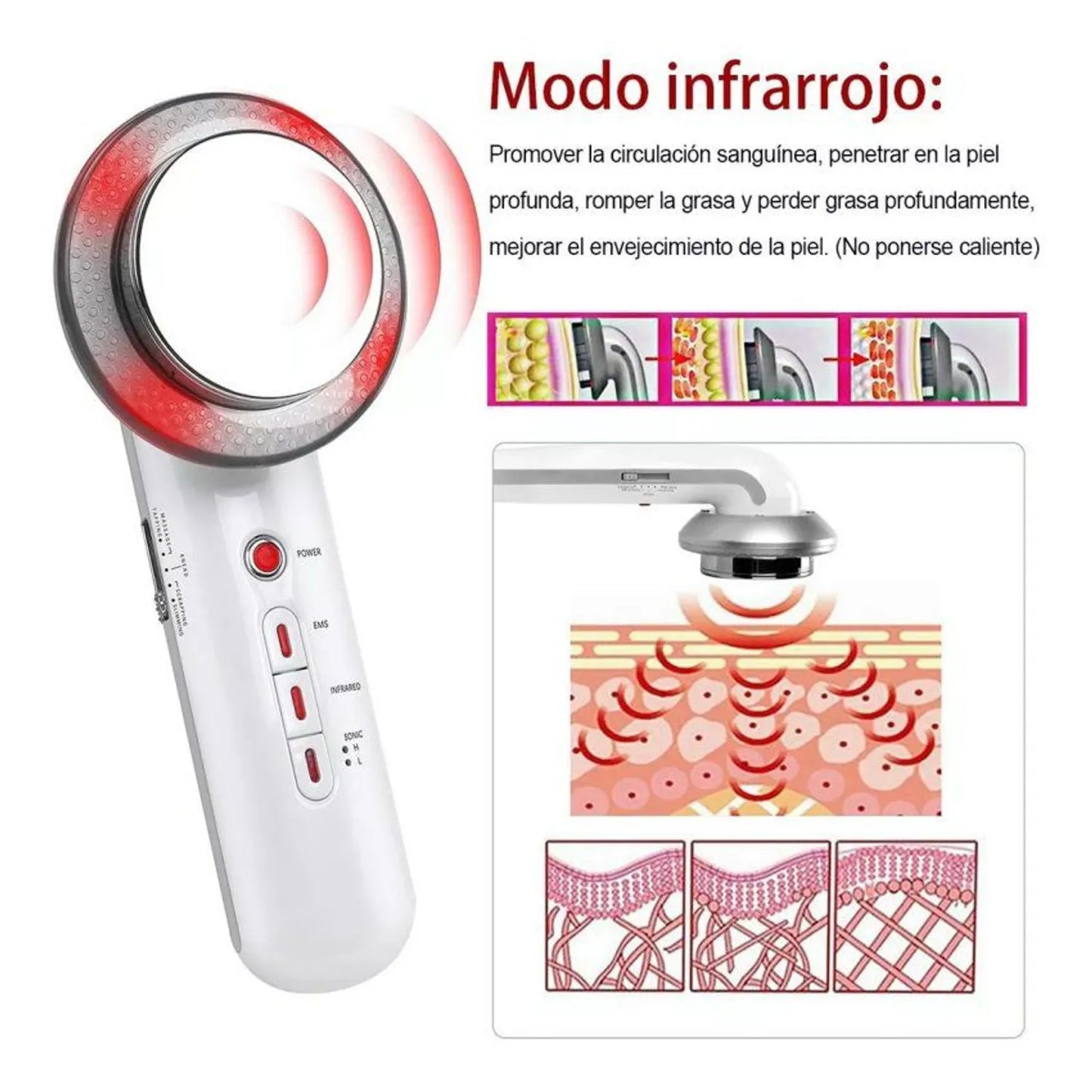 Ultrasonido Infrarrojo Skincare 3 En 1